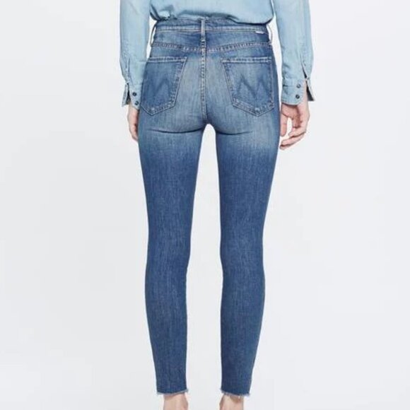 Mother The Vamp Fray Jeans 25 Natural Born Trouble Mid Blue Denim High Rise - Picture 2 of 6